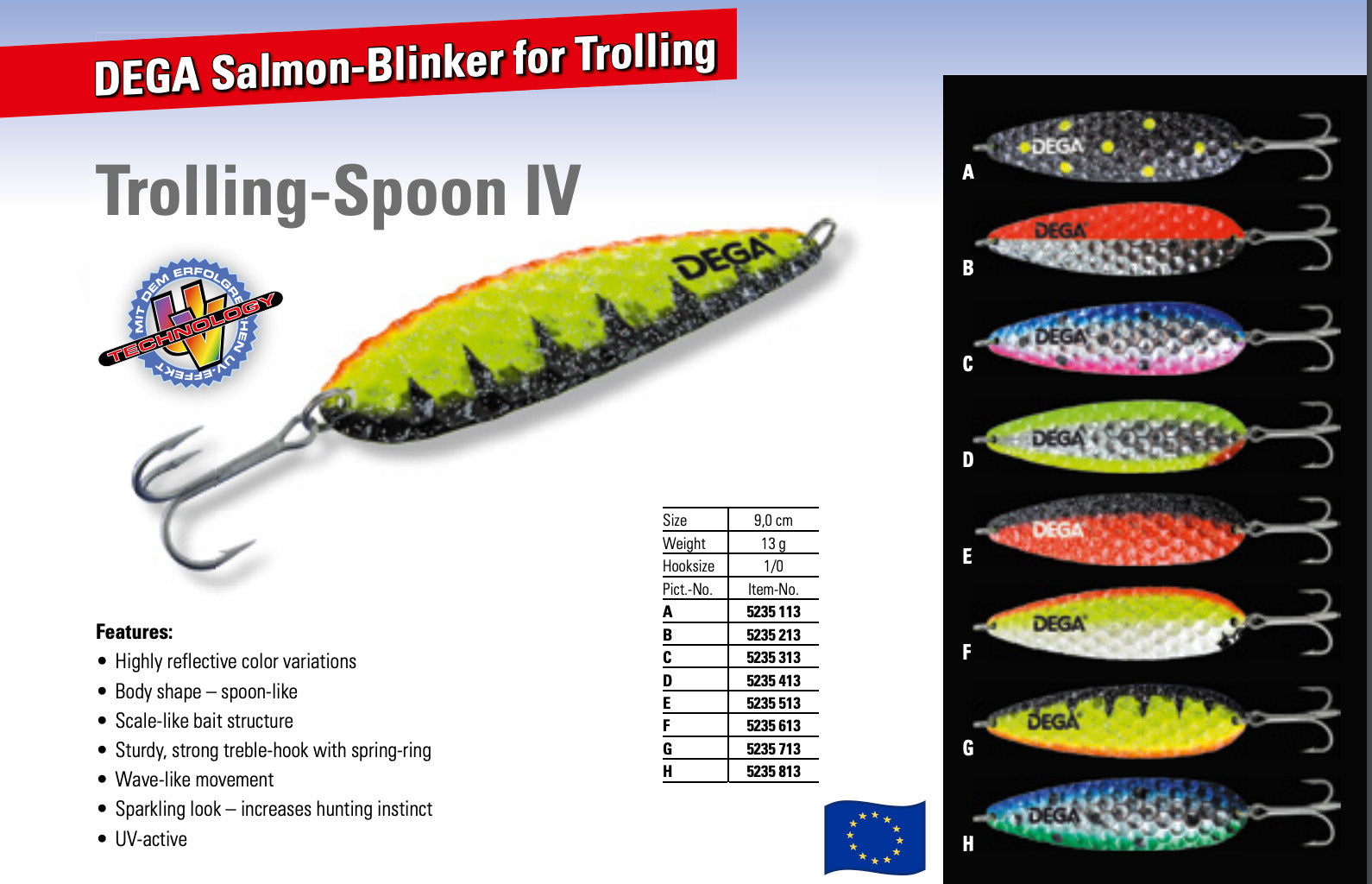Jenzi Dega Trolling Spoons IV 9 cm / 3.54" (13 g / 0.46 oz.)
