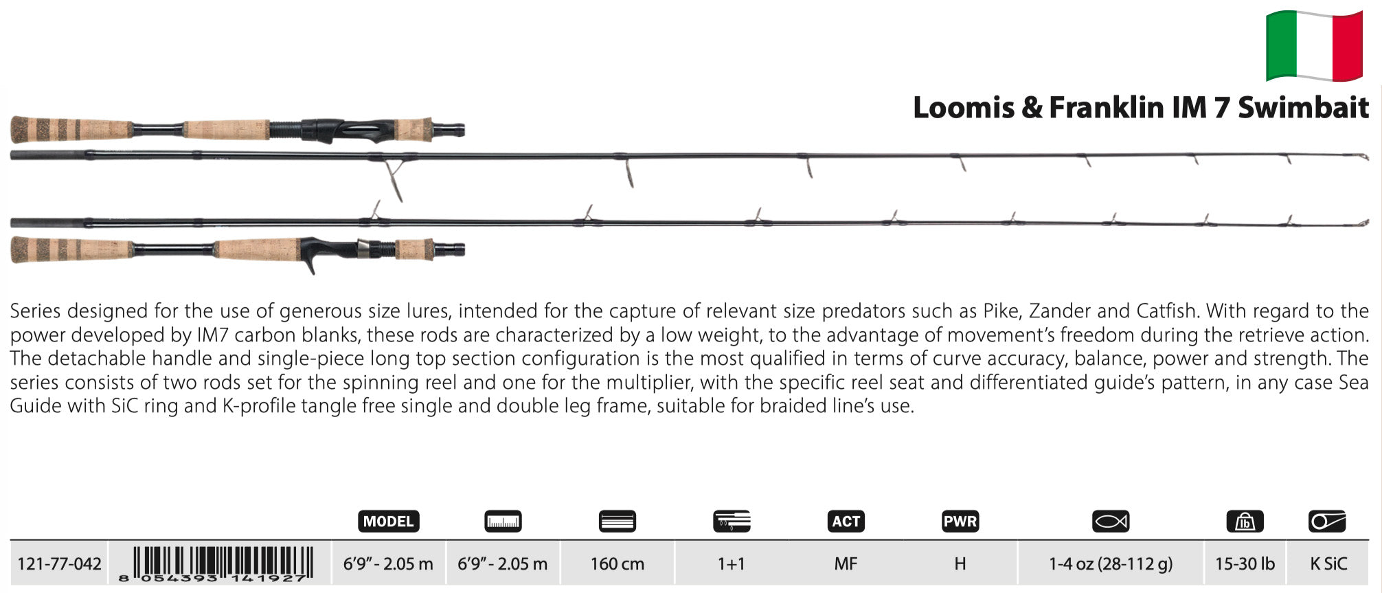 Loomis & Franklin IM 7 Swimbait 6'9" 1-4 oz. Baitcasting Rod