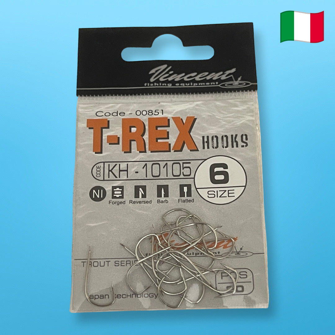 Vincent T-Rex Trout Fishing Hooks Size 6 (10 Pack)