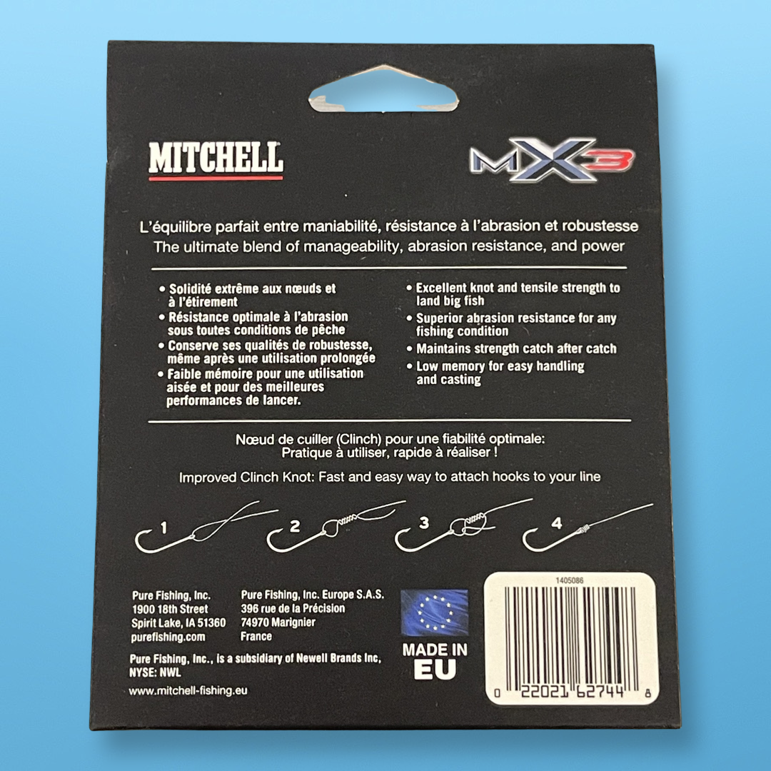 Mitchell MX3 Back of the package