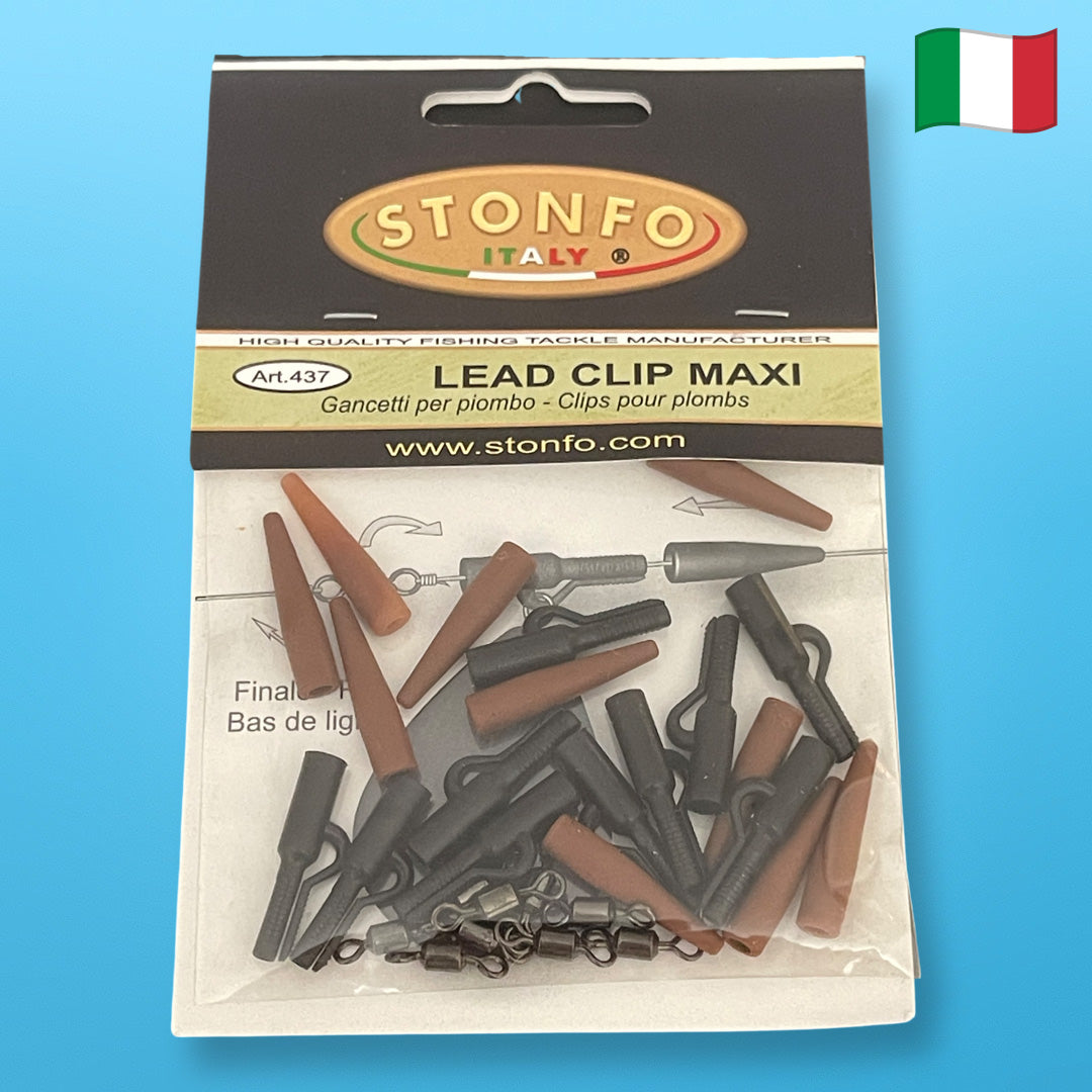 Stonfo Lead Clip Maxi with Tail Rubbers and Swivels (10 Pack)