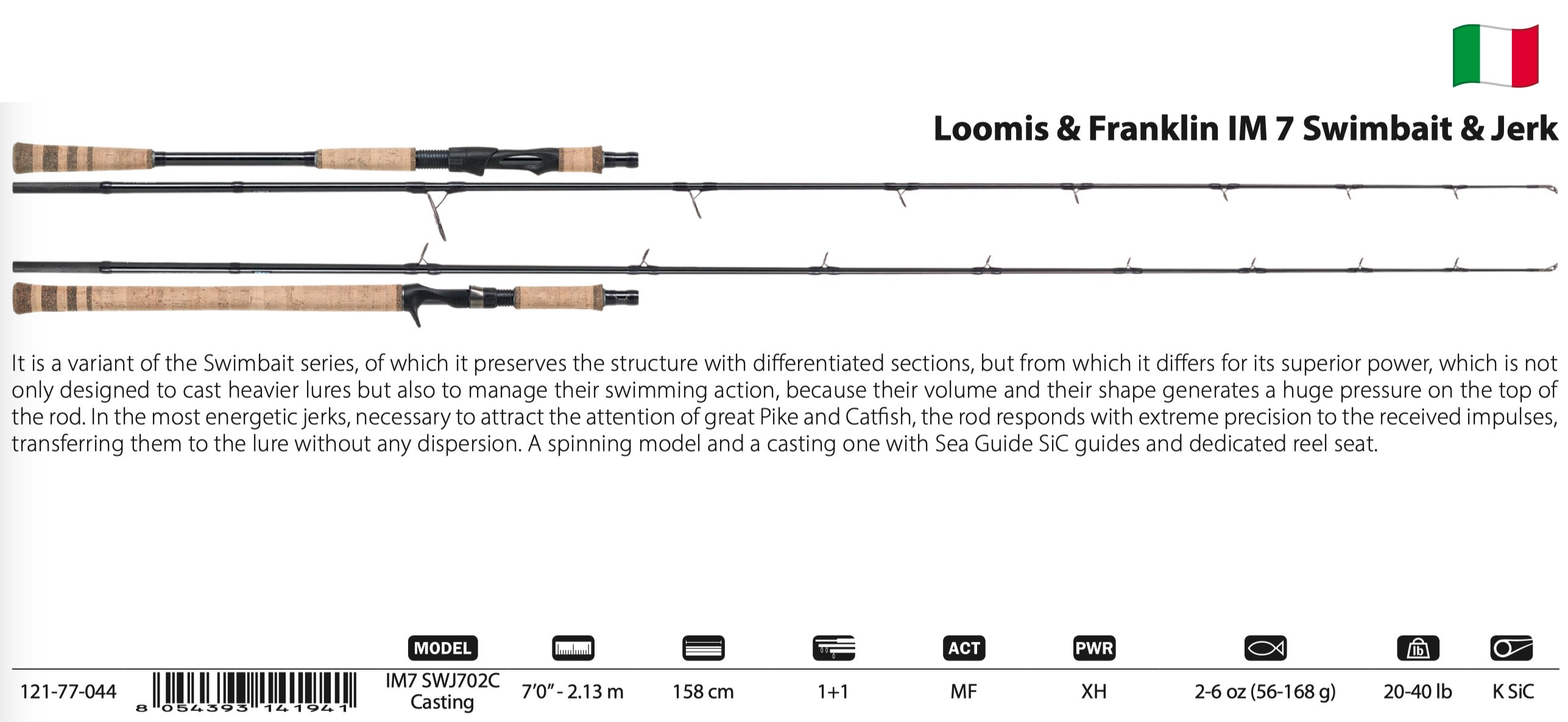 Loomis & Franklin IM 7 Swimbait & Jerk 7' 2-6 oz. Baitcasting Rod